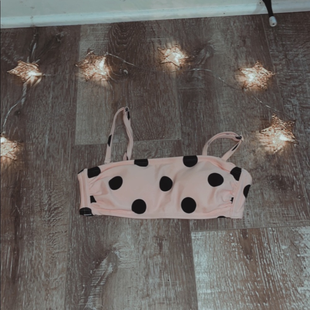 Baby pink polkadotted bikini top with great quality!
